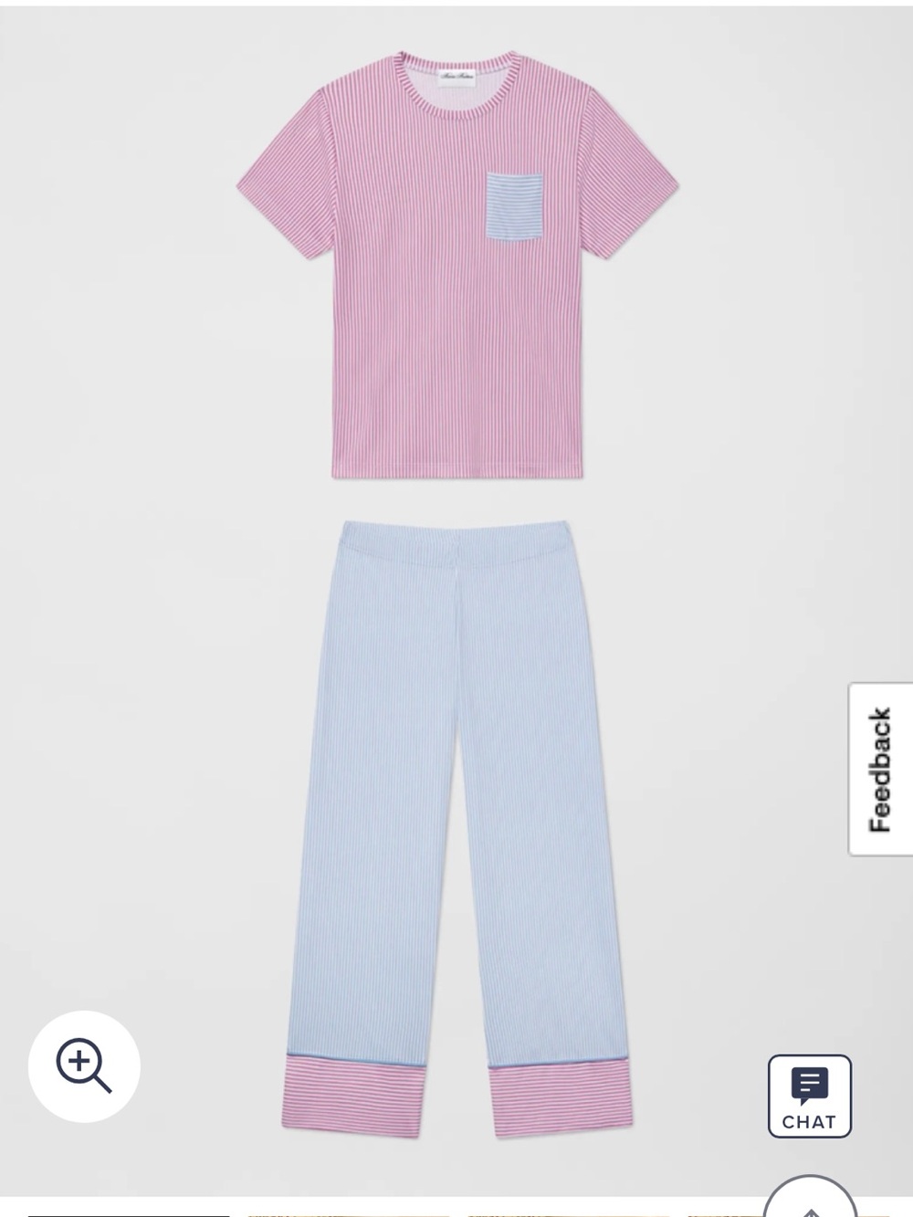 Brooks Brothers X LAKE Women's T-Shirt Pajamas Set in Oxford Fun Stripe